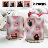 Valentine's Day Mug 2 Packs Custom Photo Hearts Mugs 11OZ