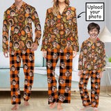 Custom Face Pajama Family Turkey Pumpkin Pie Sleepwear Personalized Long Pajama Set For Thanksgiving Day