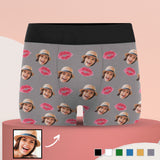 [Free Shipping in the US Super Fast]Personalized Men's All Over Print Boxer Briefs Custom Face Red Lip Underwear for Boyfriend Husband