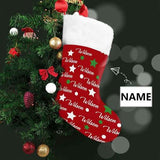 16.5in(L) Super Size-Custom Name Dot Five-pointed Heart Christmas Stocking