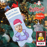 16.6in(L) Plus Size-Custom Baby's Face&Text Socks Paw Christmas Stocking Holiday Decor Gifts