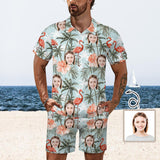 Custom Face Flamingo Men's Polo Shirt and Shorts Set 2 Piece Summer Outfits Fashion Tracksuit Set