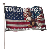 Trump 2024 Flag Hand Waving Flag US American Patriotic Eagle Flag for Outdoor Indoor Room Wall
