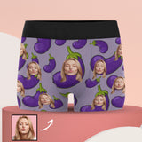 [Free Shipping in the US Super Fast]Custom Girlfriend Face Eggplant Pattern Men's All Over Print Boxer Briefs Personalized Underwear