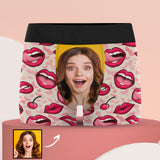 [Free Shipping in the US Super Fast]Custom Girlfriend Face Licking Lips Pattern Men's All Over Print Boxer Briefs Personalized Love Heart Underwear