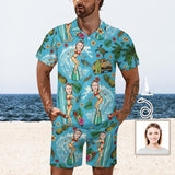 Custom Face Surfing Men's Polo Shirt and Shorts Set 2 Piece Summer Outfits Fashion Tracksuit Set