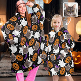 Wearable Blanket Hoodie Custom Faces Oversized Hoodie for Women Men Kids Personalized Fleece Blanket Photo Gifts For Halloween