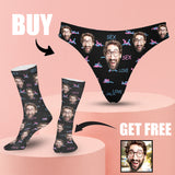 [Underwear+Socks]Custom Boyfriend Face Love&Sex Underwear for Women Personalized Lingerie Panties Classic Thongs