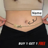 Buy 1 Get 1 Free-Custom Name Old English Belly Waist Chain 18K Personalized Cuban Chain Body Chain Bridesmaid Wedding Gifts Party Jewelry