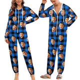 Black Friday Flash Sale Last 3 Days-Custom Christmas Onesies for Couples Personalized Face Hoodie Matching Onesie Pajamas Funny Adult Hooded Jumpsuits