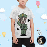 #6-15Y Custom Pet Face Dog Paw Print Kid's All Over Print T-shirt