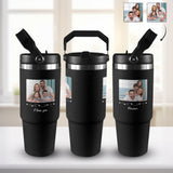 Personalized 30oz Stainless Steel Tumbler Custom Your Photo Travel Mug with Top Handle for Home, Outdoors