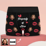 [Free Shipping in the US Super Fast]Custom Girlfriend Face & Text Lips Pattern Men's All Over Print Boxer Briefs Personalized Love Heart Underwear