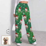 Custom Face Christmas Snowflake Pattern Women's Drawstring Wide Leg Sweatpants