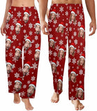 [New Design] Custom Face Pajama Pants for Women Men Personalized Sleep Bottoms Snowflake Printed Pj Casual Pajamas Loose Fit Lounge Pants