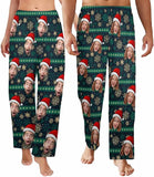 Custom Face Pajama Pants for Women Men Snowflake Printed Pj Loose Fit Lounge Pants