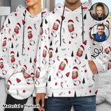 Flannel Fleece Thickened Hoodie Custom Face Christmas White Loose Pullover Hoodie