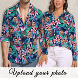 Custom Face Flower Tropical Printing Personalized Shirts Personalise Photo Long Sleeve Shirt Put Your Face on Custom Shirt