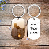 Custom Photo&Text Keychain Personalised Stainless Steel Keyring Anniversary Gift