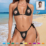 Custom Face Solid Color Halter String Bikini Set Women's Two Piece Sexy Triangle Bikini