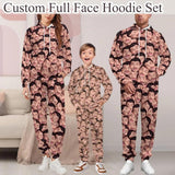 Custom Seamless Face Couple Hoodie Sweatpant Set Personalized Unisex Loose Hoodie Top Outfits