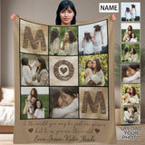 Custom Photo&Name Mom Brown Anti-pilling Flannel Blanket Personalized Mother's Day Blanket Gifts For Best Mom And Grandma