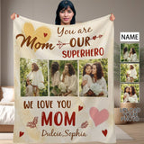 Custom Photo&Name Superhero Mom Anti-pilling Flannel Blanket Personalized Mother's Day Blanket Gifts For Best Mom And Grandma