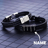 Custom Name Engraved Bracelet Personalized Woven Bracelet Wristband Father's Day Gift