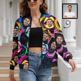 Custom Boyfriend Face Colorful Lips Women's Jacket