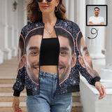 Custom Boyfriend Face Shiny Black Women's Casual Jacket