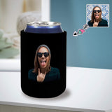 Custom Can Cooler With Photo Personalized Black Background Neoprene Koozies Non Slip for Beer Cans and Bottles