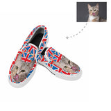 Custom Cat Face Flag Slip-on Canvas Shoes