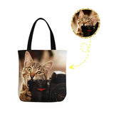 Custom Cat Photo Canvas Tote Bag