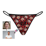 Custom Couple Face Thongs Underwear Personalized Red Love Women's G-String Panties Honeymoon Gift Valentine's Day Gift
