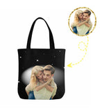 Custom Couple Night Sky Canvas Tote Bag