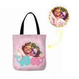 Custom Couple Photo Love Whale Canvas Tote Bag