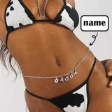 Custom Crystal Letters Bikini Waist Chain Personalized Name Beach Body Chain