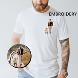 Custom Embroidery Unisex T-Shirt Personalised Photo&Text T-shirt Gift for Father's Day
