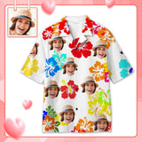 Custom Face Beautiful Flowers Men's All Over Print Hawaiian Shirt