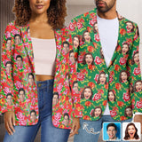 Custom Face Big Flowers Couple Casual Blazers Coat