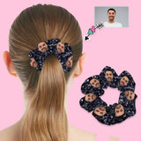 Custom Face Black Shiny Hair Scrunchie