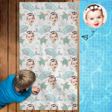 Custom Face Cartoon Whale Bath Towel 30