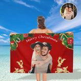 Custom Face Christmas Elk Bath Towel 30