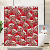Custom Face Christmas Hat Red Shower Curtain 66