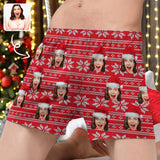 Custom Face Christmas Hat X-mas Boxer Shorts Pure Cotton Shorts for Men