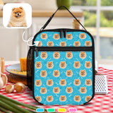 Custom Face Cute Pet Portable Blue Insulated Lunch Bag