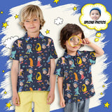 Custom Face Dinosaur Dark Blue Boys' Polo Shirt