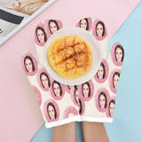 Custom Face Doughnut Pink Heat Resistant Oven Mitt(A Pair)