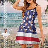 Custom Face Flag White Star Women's Sling Dress