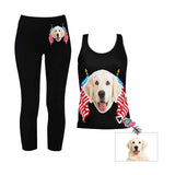 Custom Face Flag Women's 2 Piece Stretchy Racerback Tank & Legging Set